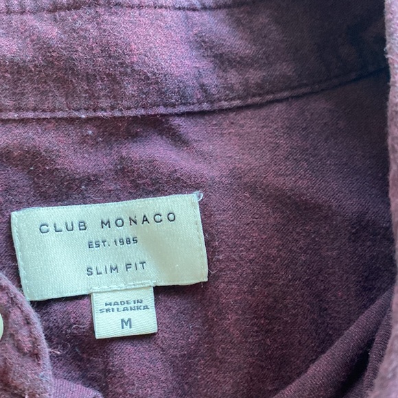 CLUB MONACO burgundy shirt long sleeves men M - Picture 2 of 5
